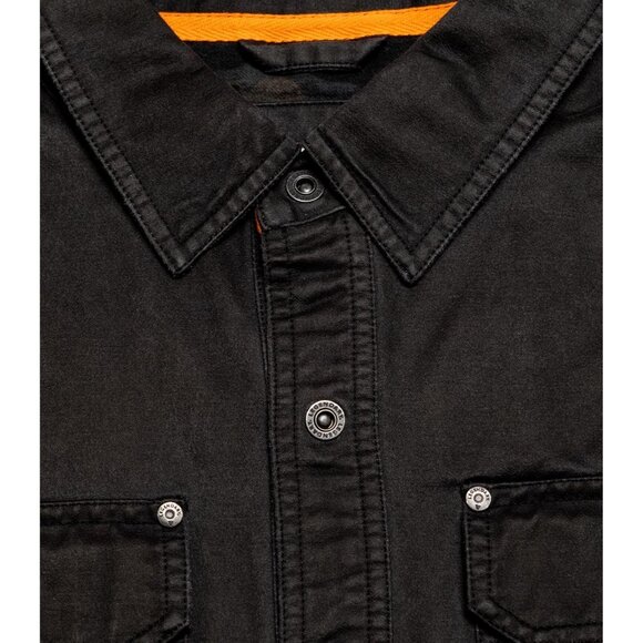 Mens Black Whitetails Flannel Lined Shirt Jacket Waxed Cotton Water Resis - Picture 5 of 7